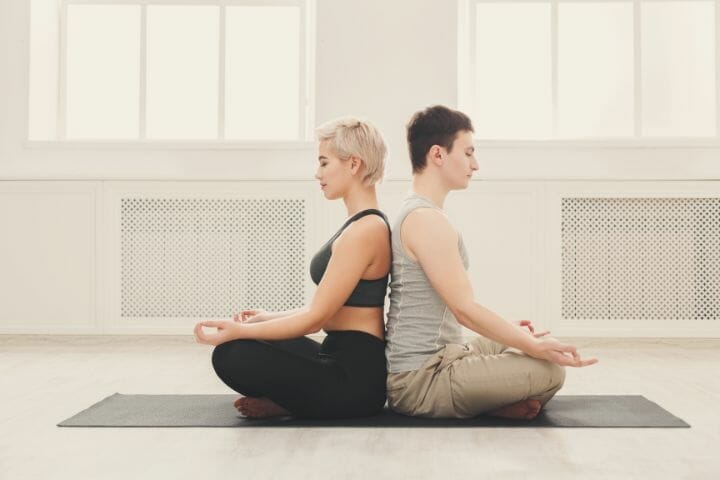 2-Person Back To Back Lotus Pose Photograph Canva Stock Photos
Three people yoga poses
